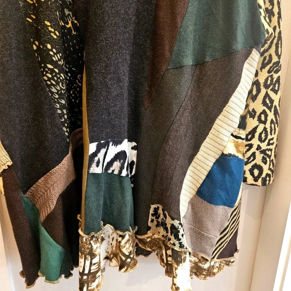 DesignbyNatalia Patchwork Animal Print Tunic Upcycle Boho Style Womens 2XL
